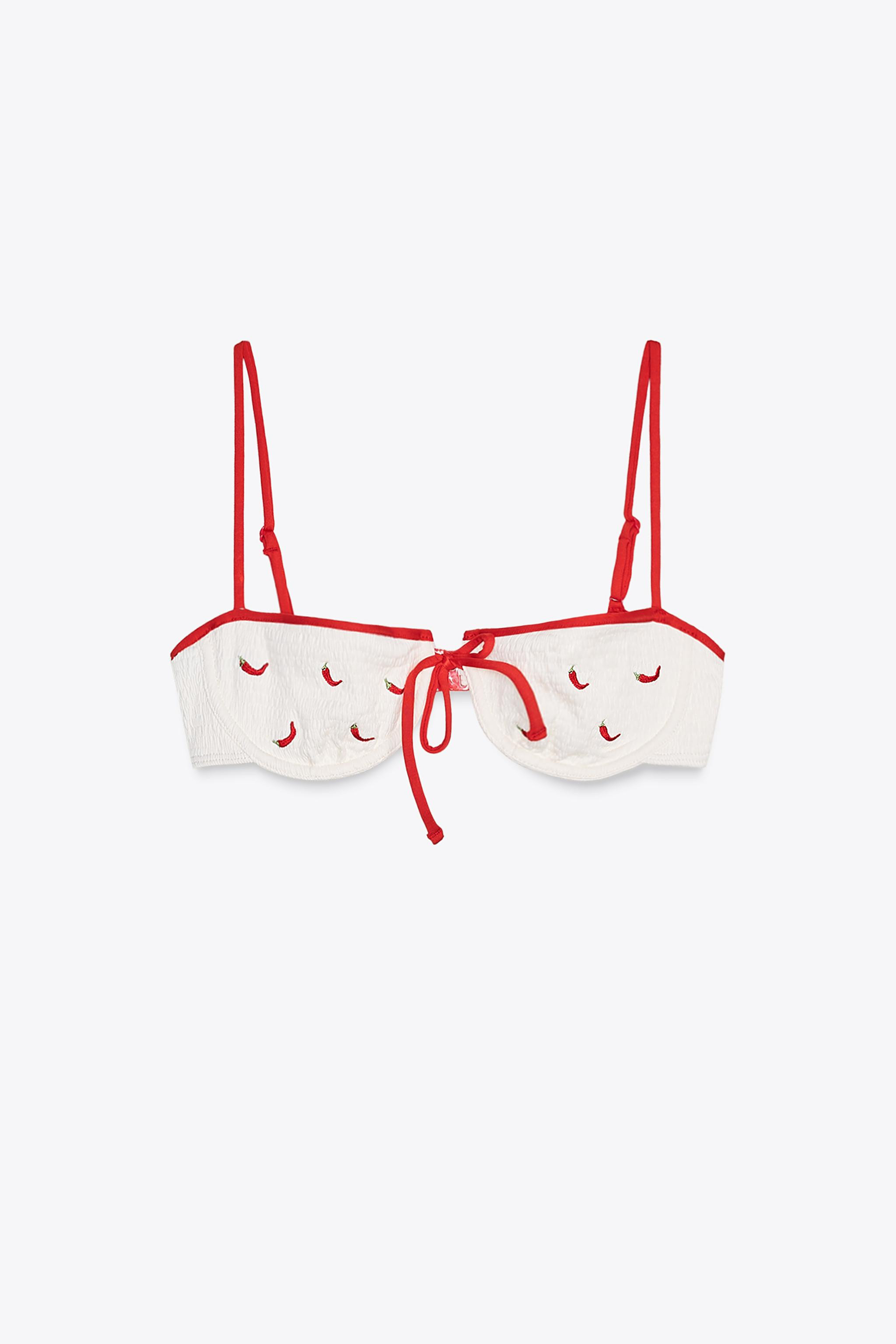 EMBROIDERED UNDERWIRE BIKINI TOP | Zara US