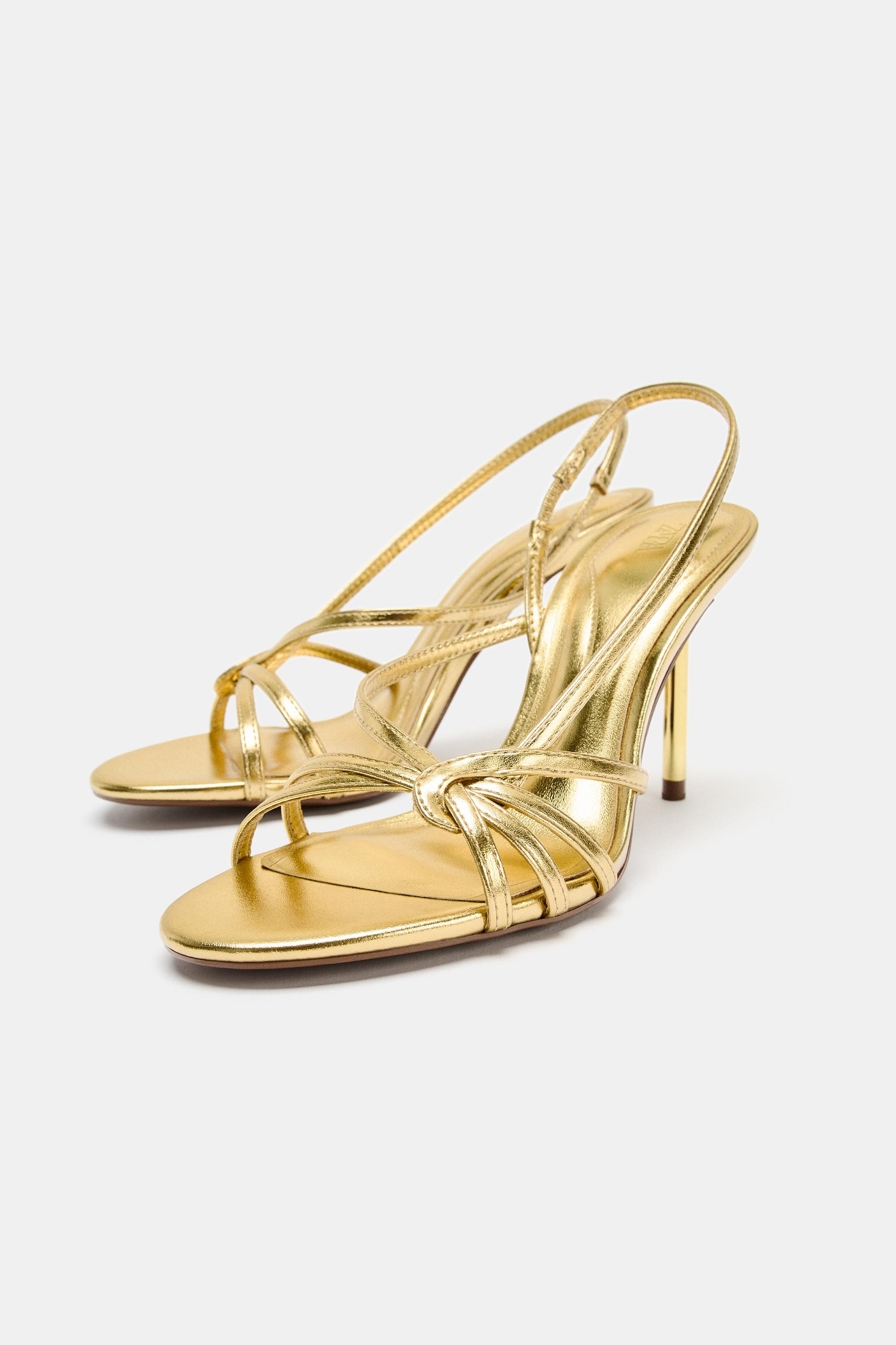 SANDALES \u00c0 TALONS ET BRIDES M\u00c9TALLIS\u00c9ES | Zara FR