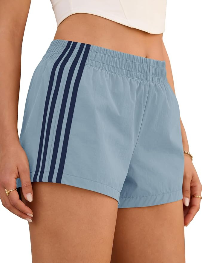 Shorts for Women Athletic Mini Casual Shorts Summer Low Rise Side Stripes Gym Y2k Trendy Girls At... | Amazon (US)