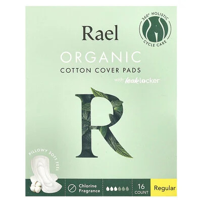 Rael, Organic Cotton Cover Pads, Regular, 16 Count | iHerb