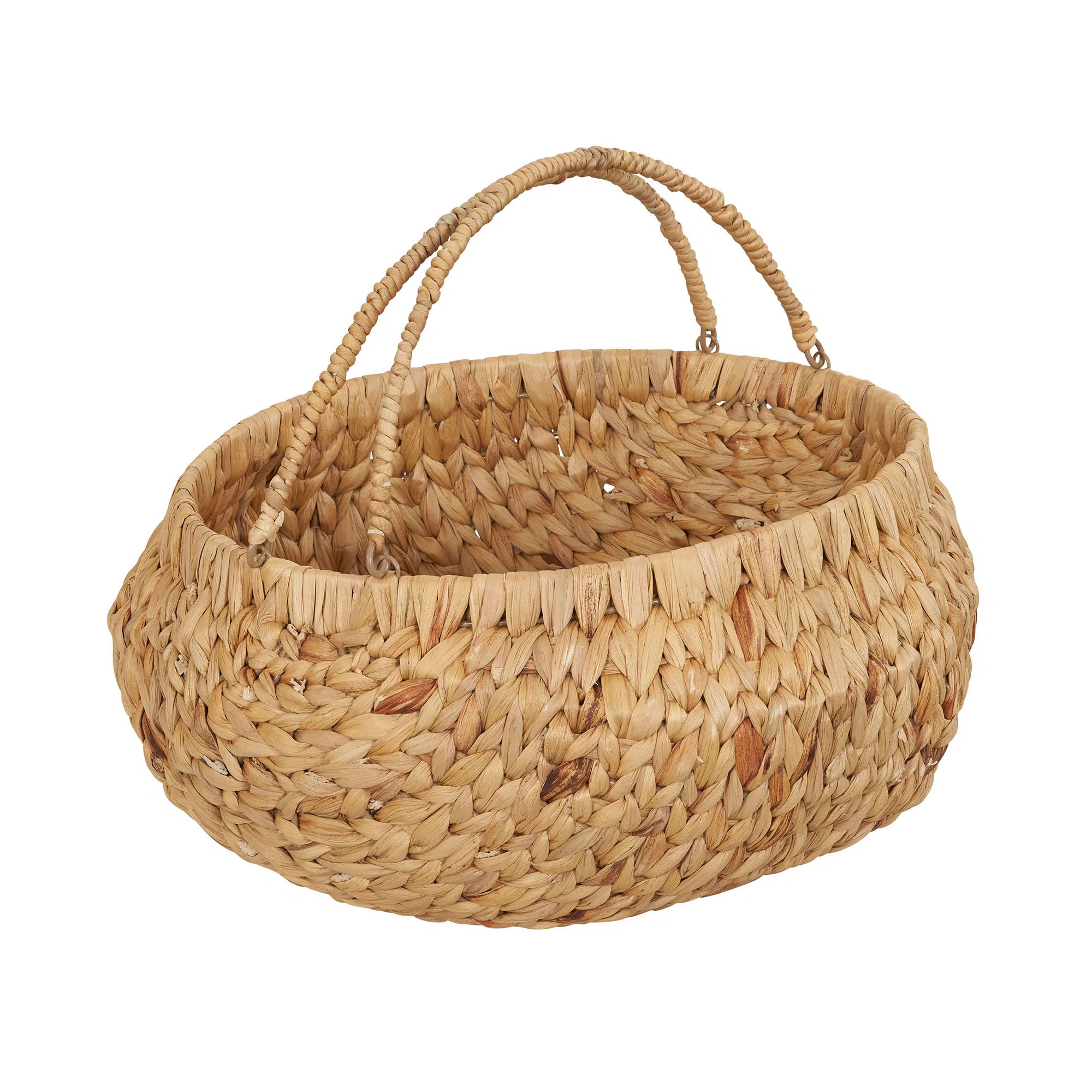 Round Woven Basket with Handles, Water Hyacinth Wicker Basket with Handles | Wayfair North America