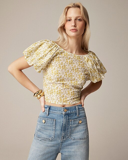 Fitted puff-sleeve top in Liberty™ Capel fabric | J. Crew US