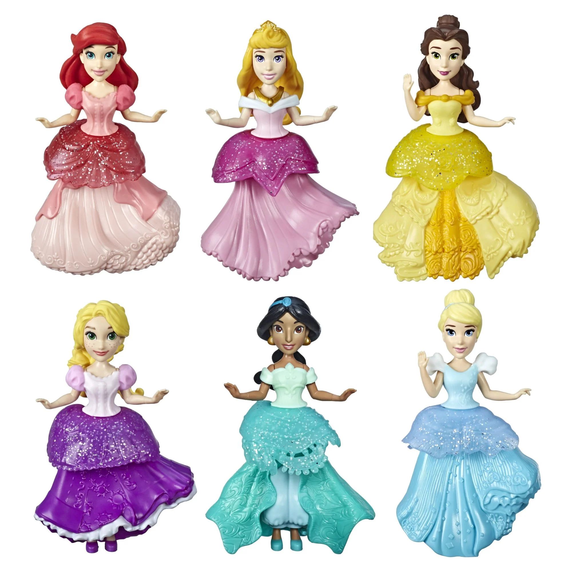 Disney Princess Collectible Fashion Dolls, Set of 6 Includes 6 Royal Clips Fashions | Walmart (US)