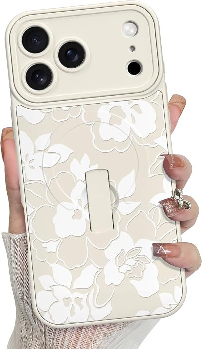 MZELQ for iPhone 17 Pro Max Case, Silicone Floral Flower Cute Pattern, Support for MagSafe, Kicks... | Amazon (US)