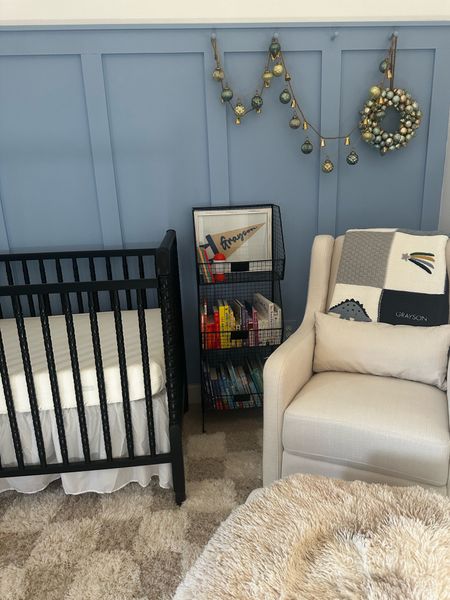 In love with this nursery nook 🥰 use this nursery glider daily and so happy with how the wood crib turned out! Cozy rug is also from Amazon 🤭

#LTKstyletip #LTKhome #LTKbaby