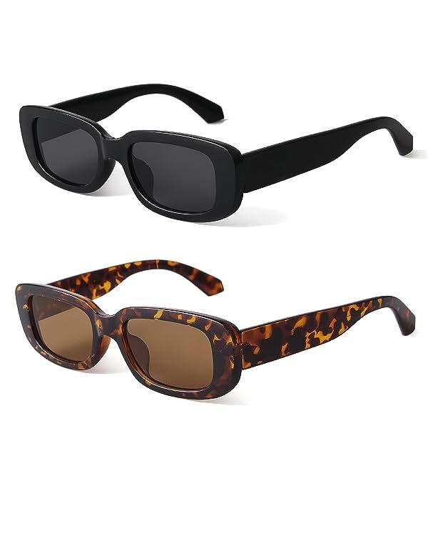 BUTABY Rectangle Sunglasses for Women Retro Driving Glasses 90’s Vintage Fashion Narrow Square ... | Amazon (US)
