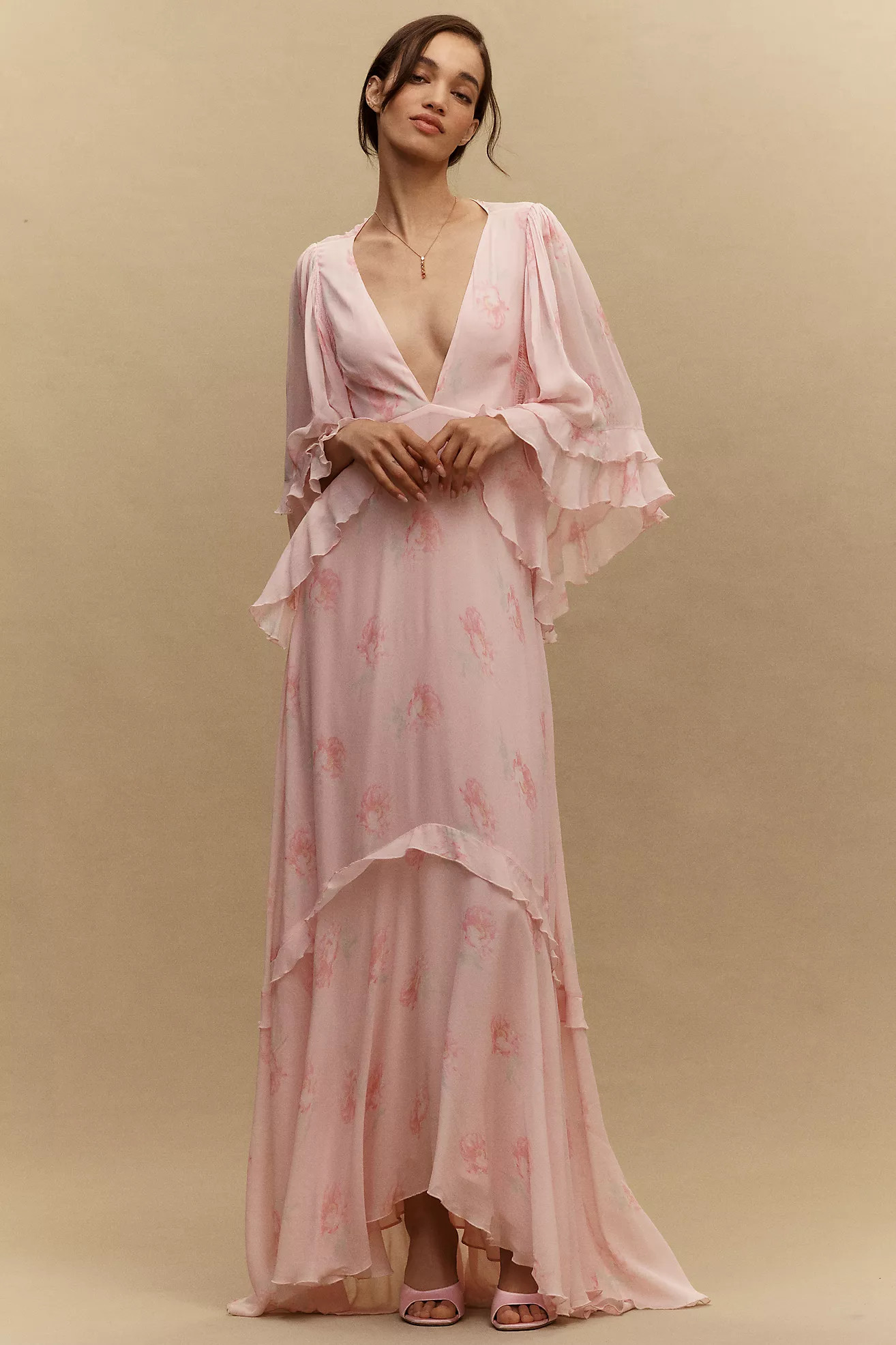 LoveShackFancy Brinley Ruffle-Sleeve Gown | Anthropologie (US)