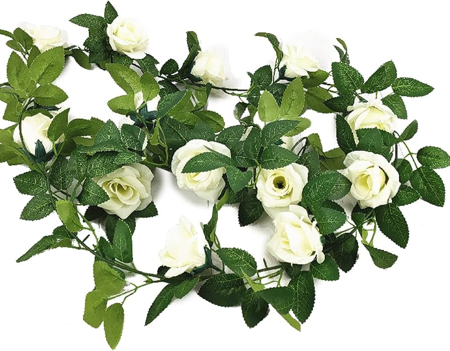 PONKING Artificial Rose Vine Flowers with Green Leaves, 3 Vine 22FT Hanging Fake Flower Garland, ... | Amazon (US)