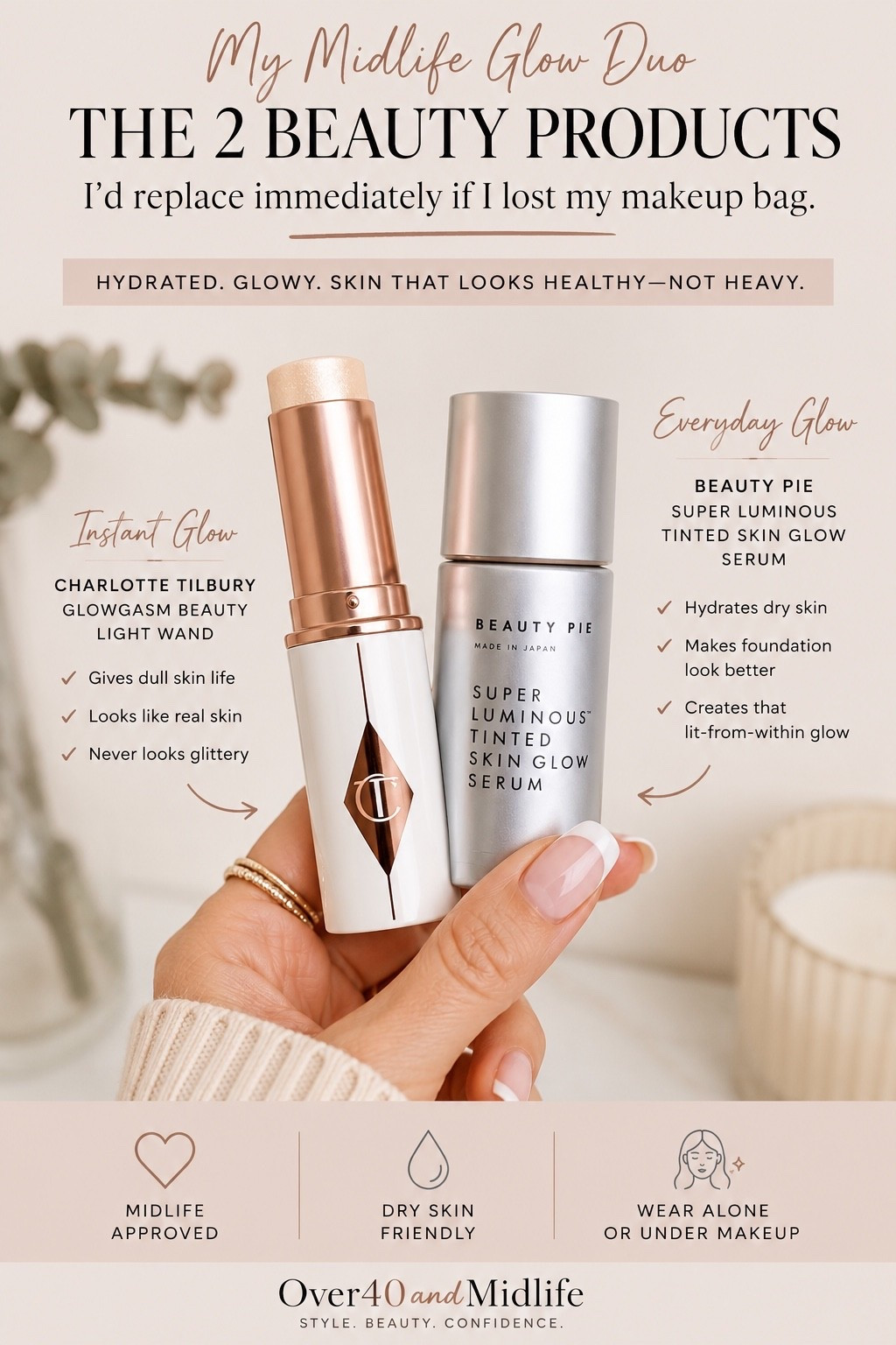 ✨Tap the bell, save and ❤️ for over 40 fashion, midlife style, midsize fashion and luxury looks for less. 

could lose my entire makeup bag tomorrow.

These are the first two products I’d replace.

At 47, I’ve stopped chasing heavy makeup.

I want my skin to look hydrated, healthy, and naturally glowy.

These two products make that happen every single time.

They don’t settle into fine lines, they don’t look heavy, and they give me that lit-from-within glow that makes the rest of my makeup look better.

If I had to start my makeup collection over, these would be the first two products I’d buy again.

👑 Helping you look good, feel good.-Lindsey Denver   Check back daily for belly-friendly style, confidence, and Outfit Physics™.

#LTKOver40 #LTKMidsize #LTKPlusSize
