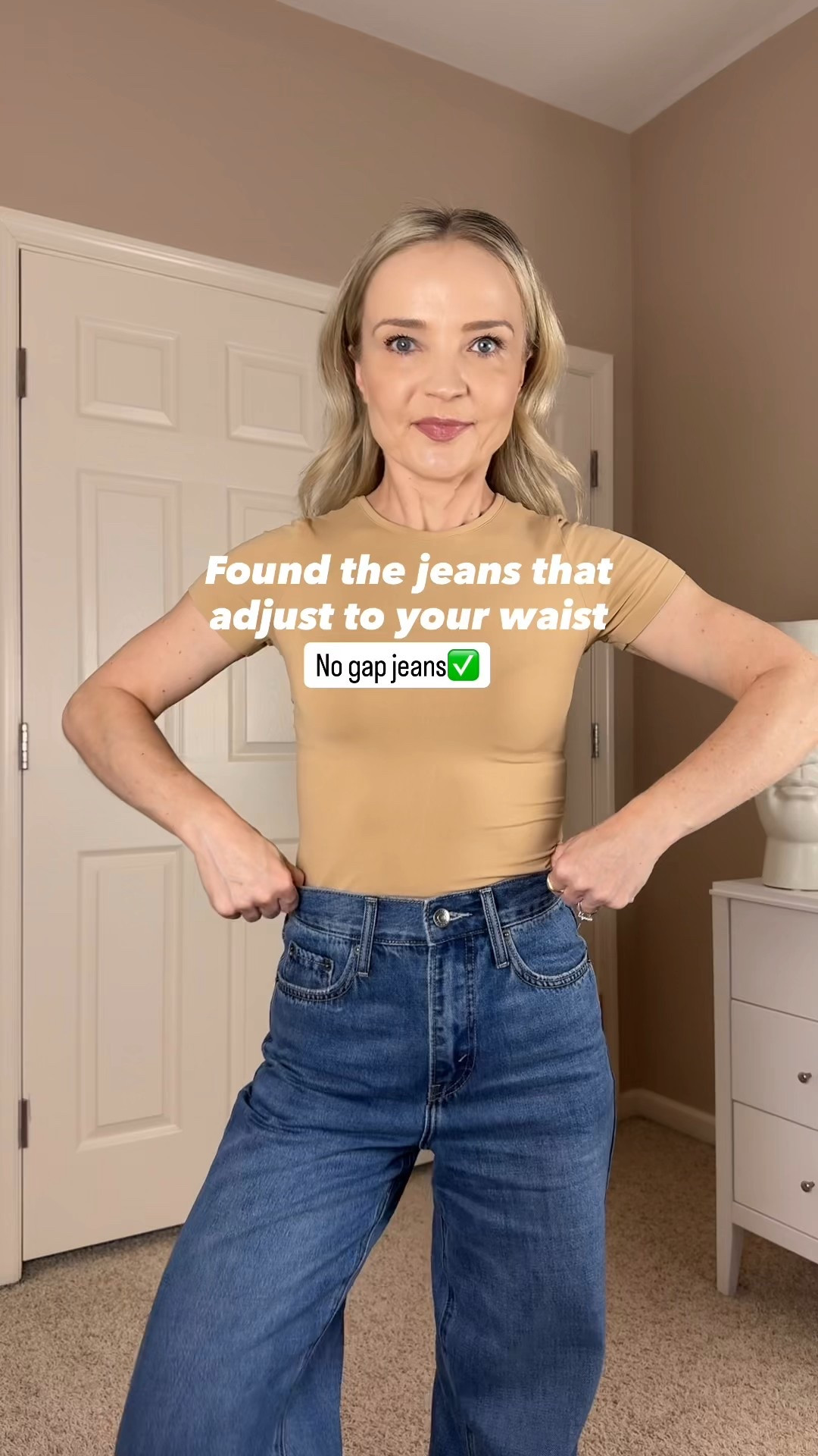 Jeans that adjust to your waist, no gap jeans, high waisted jeans, wide leg jeanss#LTKStyleTip

#LTKSaleAlert #LTKFindsUnder50