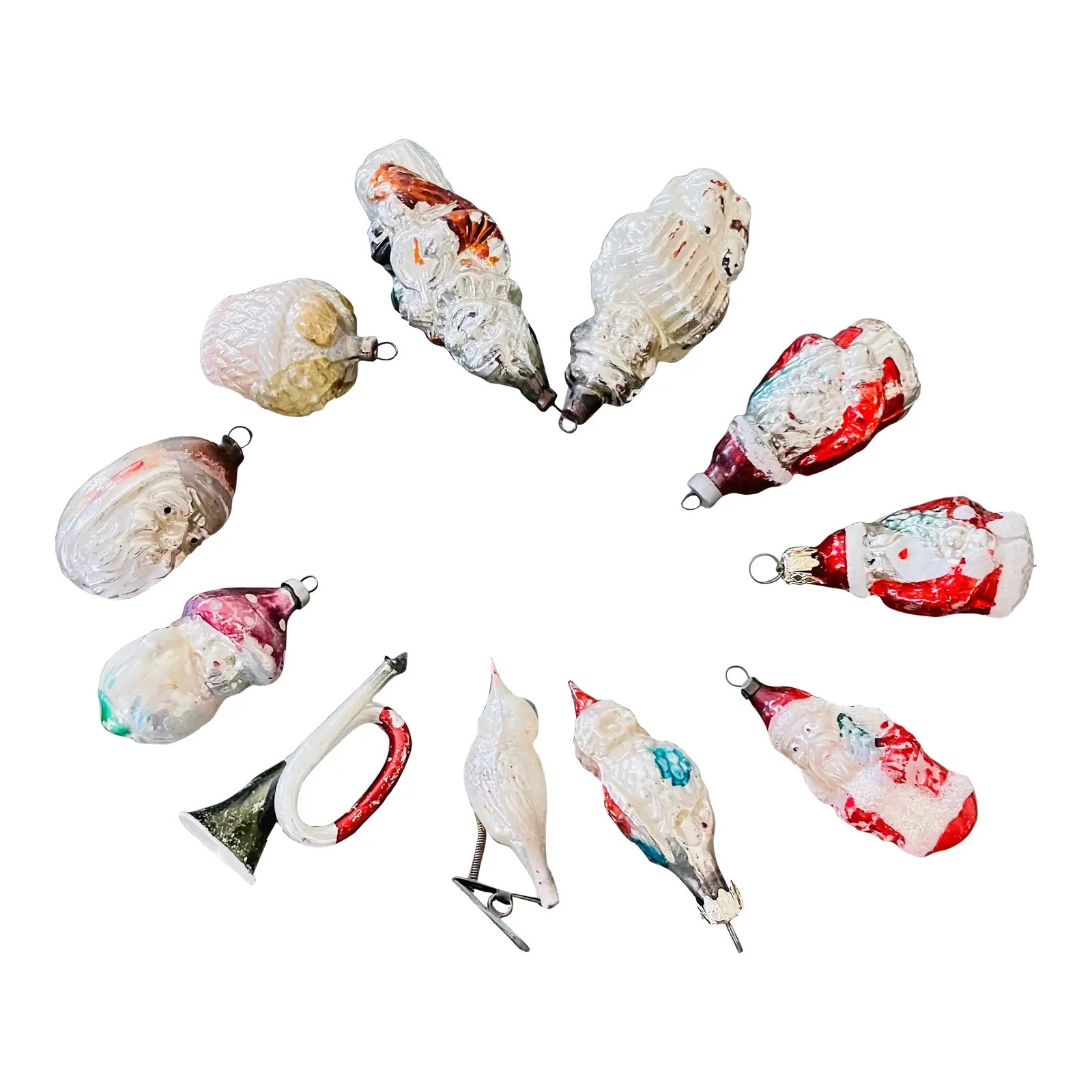 19 Th C Antique Blown Glass Christmas Ornaments Lot - 11 Pieces | Chairish