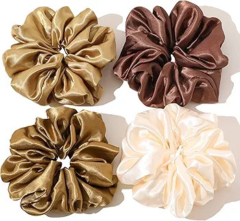 Scrunchies Hair Ties for Women - Big Silk Satin Scrunchie Exra Large Jumbo Gaint Oversized Cute S... | Amazon (US)
