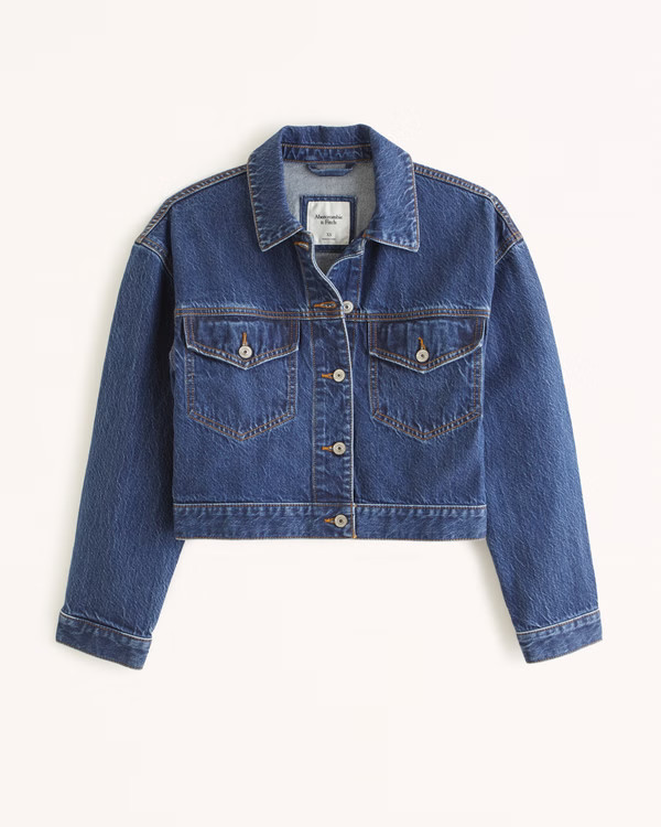 Drapey Cropped Denim Jacket | Abercrombie & Fitch (US)