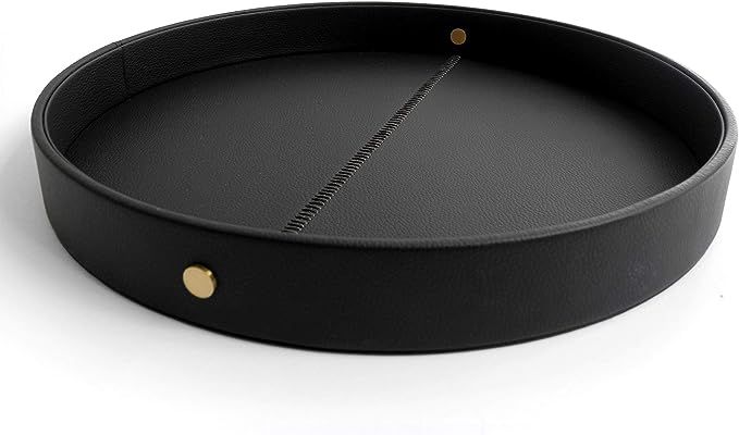 Selaos Decorative Round Serving Tray - Black and Gold Tray | Decorative Trays for Coffee Table | ... | Amazon (US)