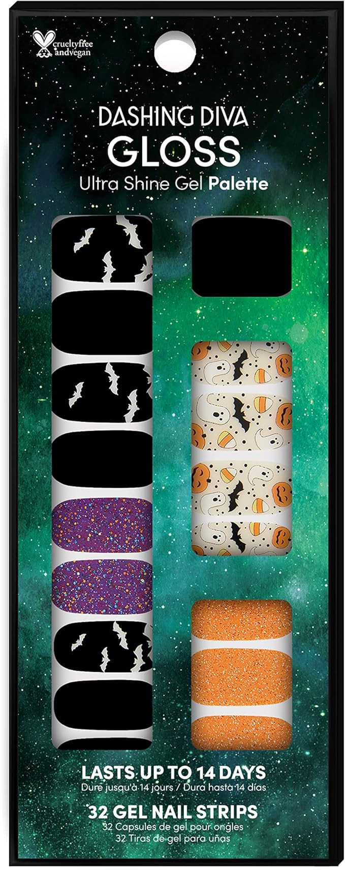 Dashing Diva Gloss Halloween Nail Strips - Bat Magic | UV Free, Long Lasting, Cute Halloween Gel ... | Amazon (US)