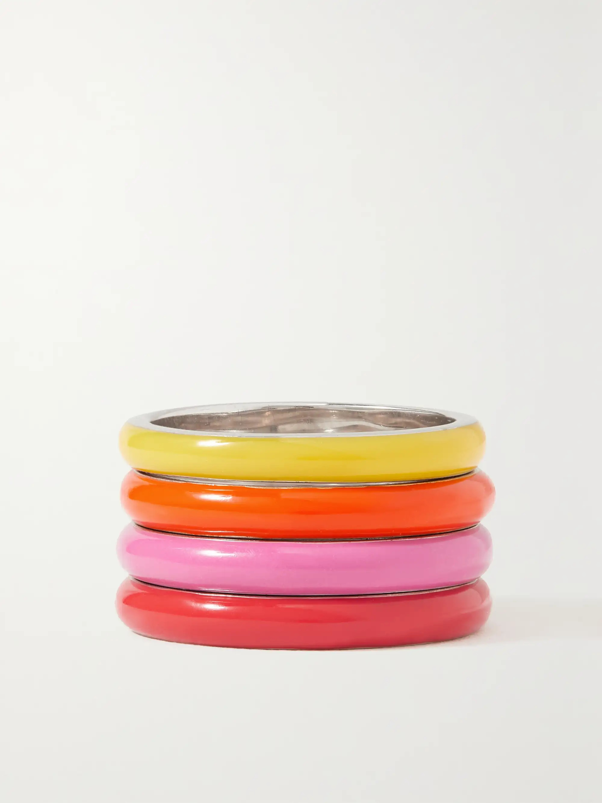 The Warm Set Unicorn Rainbow set of four sterling silver and enamel rings | NET-A-PORTER (US)