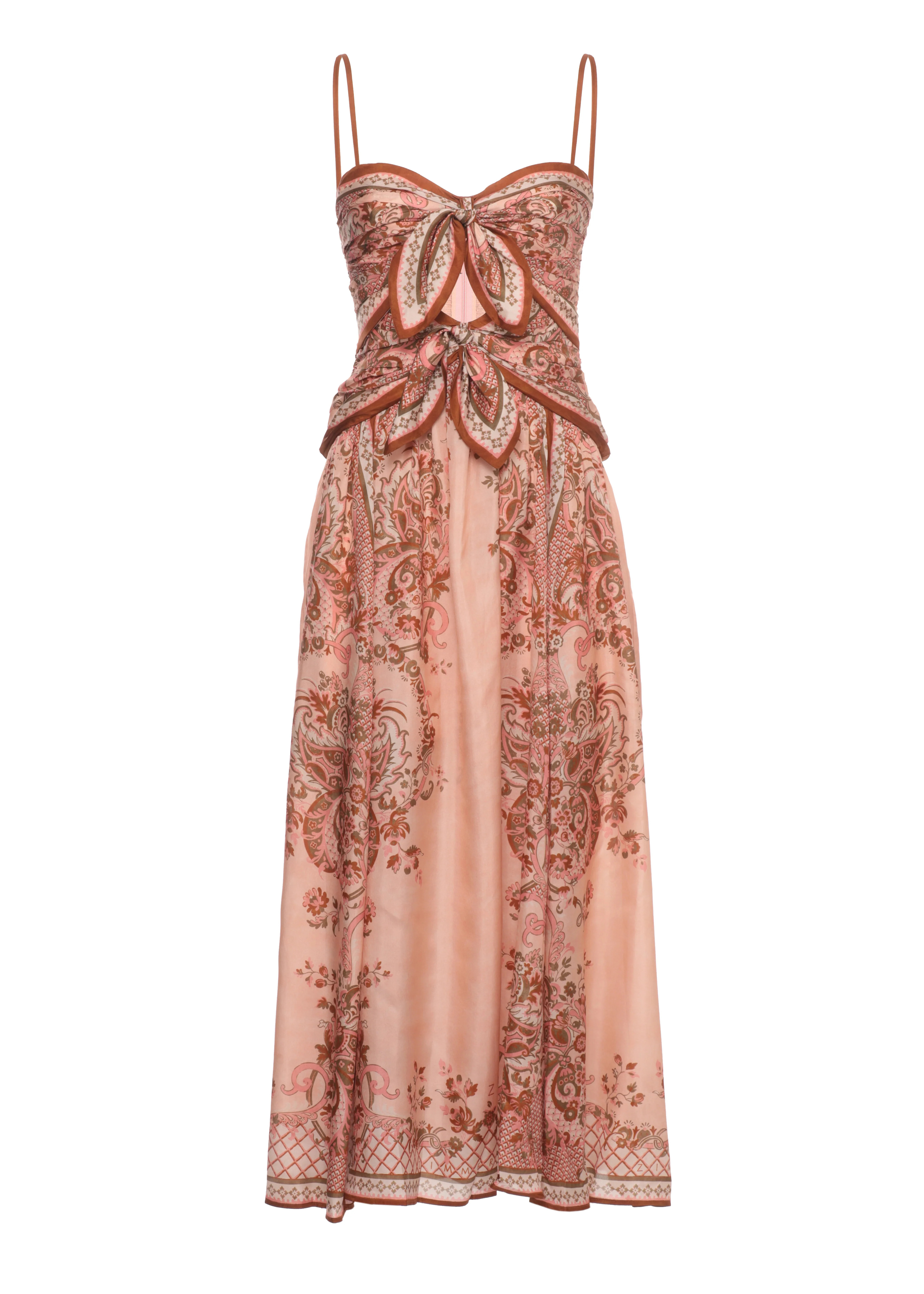 Aster Scarf Midi Dress With Floral And Paisley Design | Shop Simon