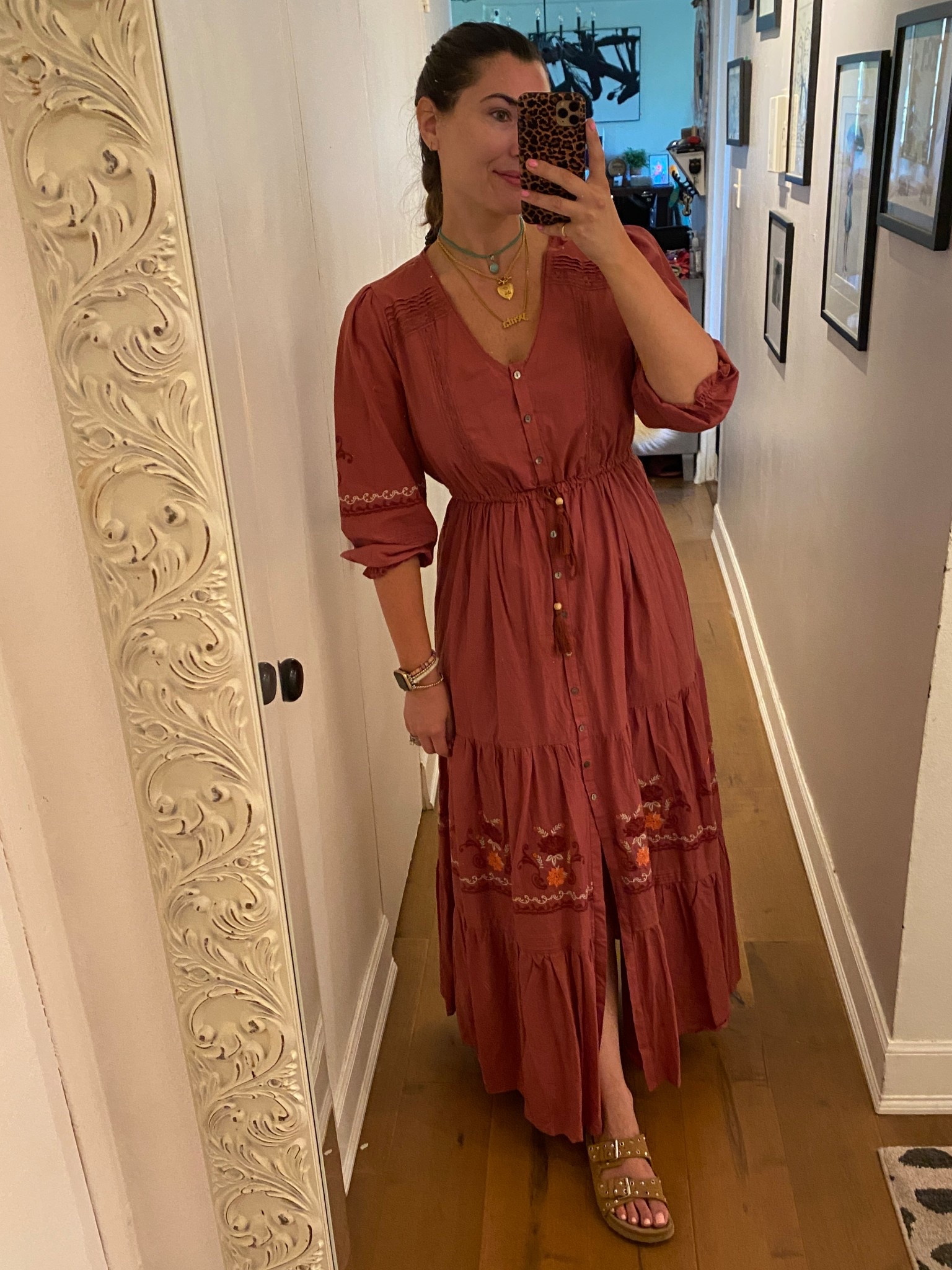 Perfect fall transition dress when the temps aren’t super cold yet. Love the boho vibe with the maxi dress. Paired w birkenstock lookalike for half the price. 

Maxi dress, rust color dress, fall dress, fall style, mom outfit 

#LTKMidsize #LTKStyleTip #LTKFindsUnder50
