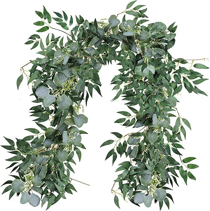 SUPLA Faux Eucalyptus Leave Garland and Willow Vines Twigs Leaves Garland String for Wedding Arch... | Amazon (US)