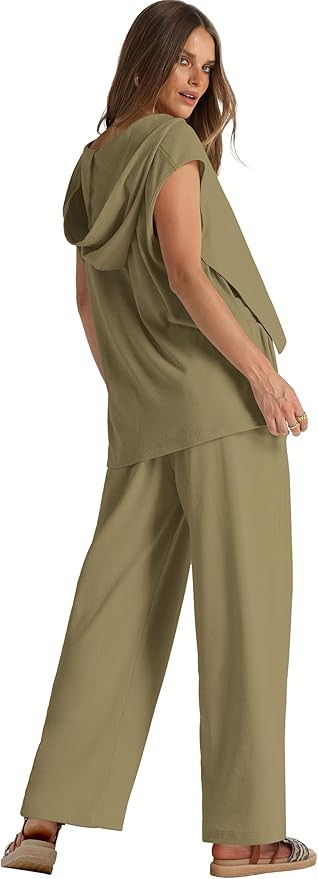 XIEERDUO Lounge Sets For Women Open Side Hoodie Tops And Wide Leg Pants 2 Piece Outfits Sweatsuit... | Amazon (US)