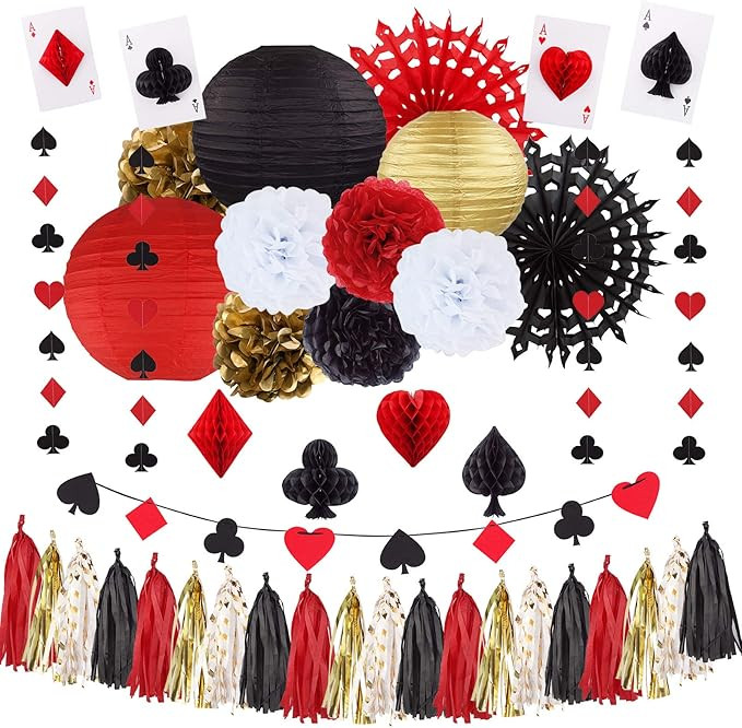 Amazon.com: ELOPELY Casino Theme Party Decorations, Game Night Party Magic Birthday Party Decorat... | Amazon (US)