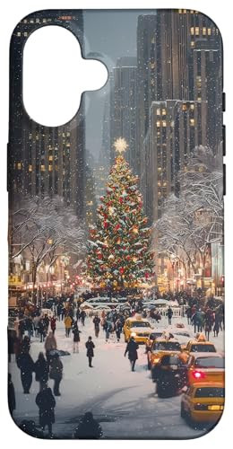 Vintage NYC Christmas Winter Holiday Festive Retro Aesthetic Case for iPhone 16 | Amazon (US)