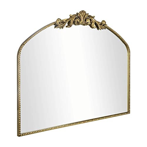 AIXI HOME Vintage Gold Arched Mirror 40"X31", Antique Baroque Mantel Mirror with Ornate Metal Frame, Victorian Dress Wall Mirror for Entryway/Fireplace/Living Room/Hallway/Bathroom/Bedroom | Amazon (US)