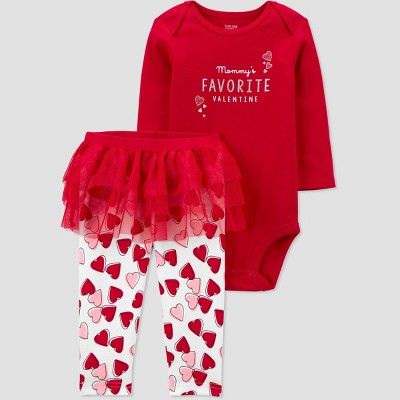 Baby Girls' 2pc Valentine's Day Tutu Top and Bottom Set - Just One You® made by carter's Red/Off... | Target