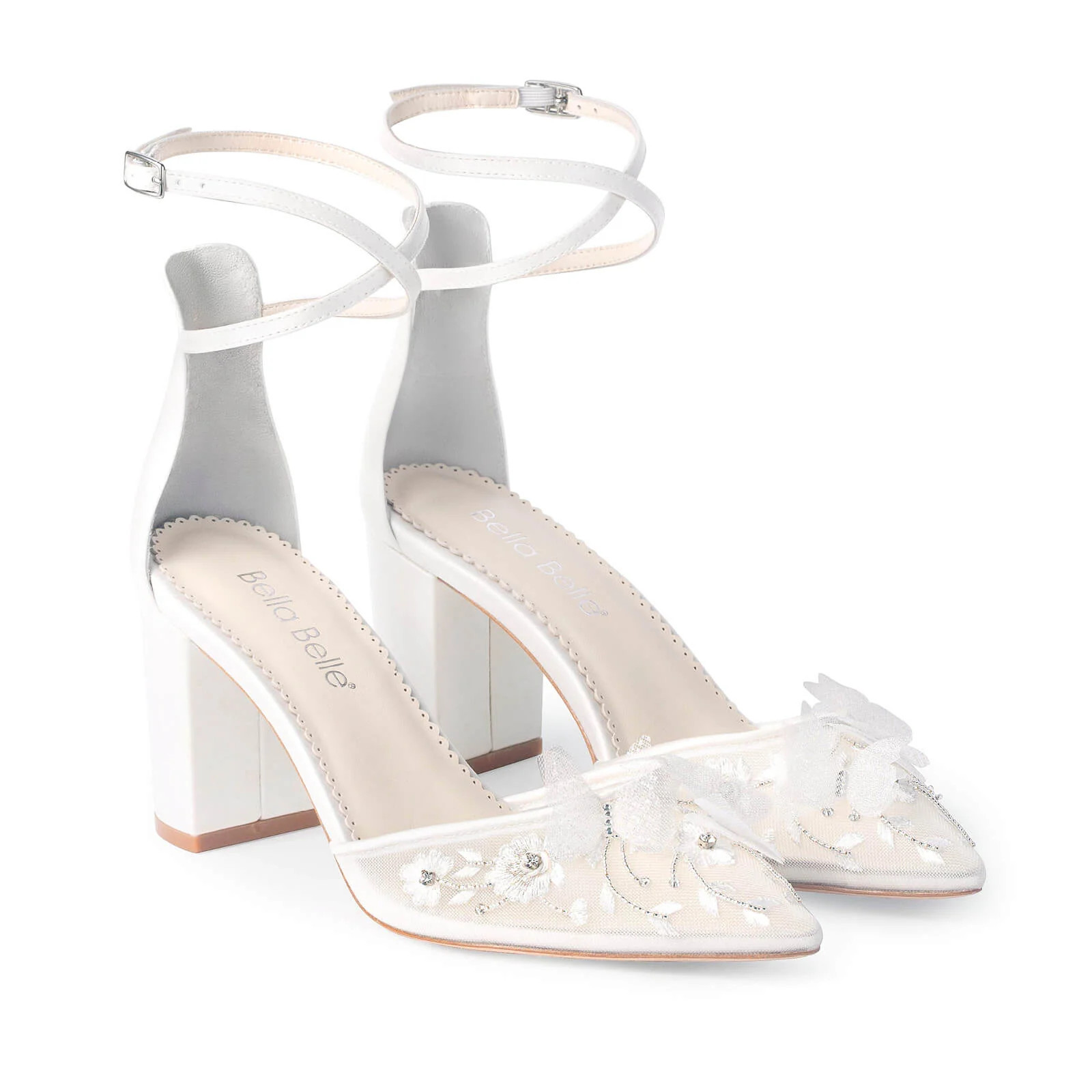 Ivory Butterfly Block Heels | Bella Belle Shoes