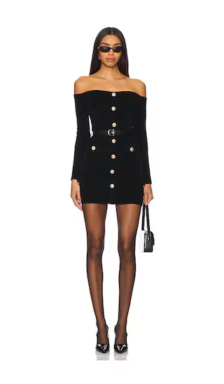 self-portrait Chenille Knit Mini Dress in Black. - size L | Revolve Clothing (Global)