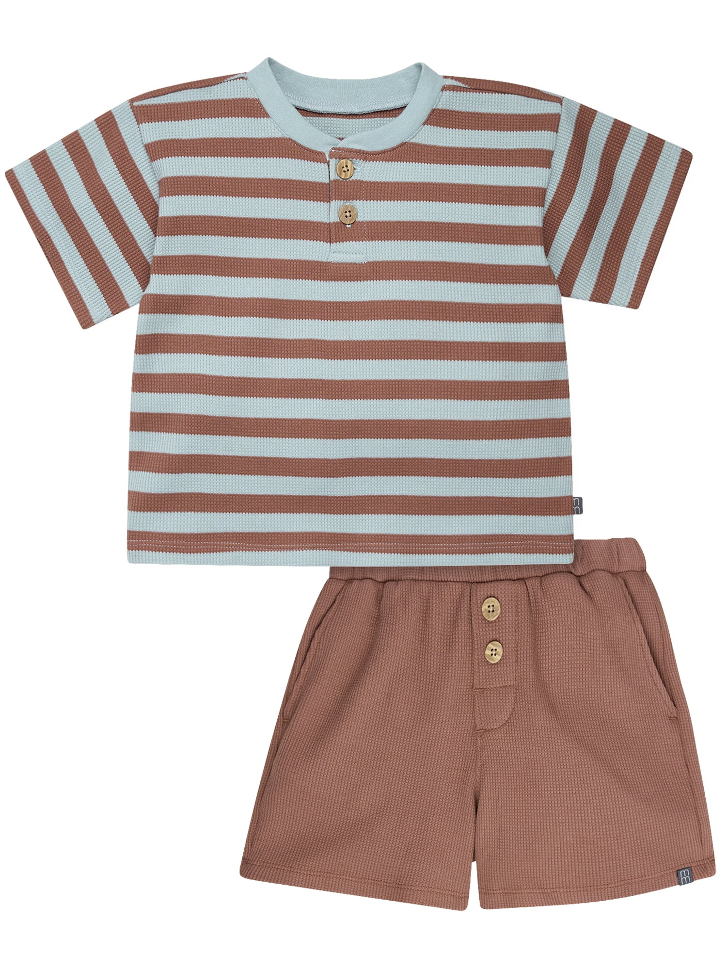 Modern Moments by Gerber Toddler Boy Henley Top and Short Outfit Set, 2-Piece, 12 Months - 5T | Walmart (US)