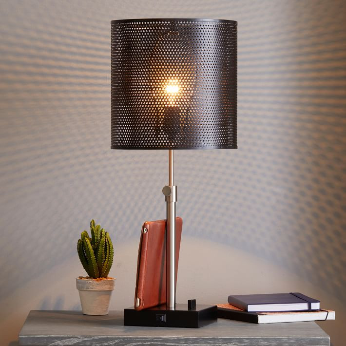 Perforated Metal Adjustable Table Lamp with USB | Pottery Barn Teen