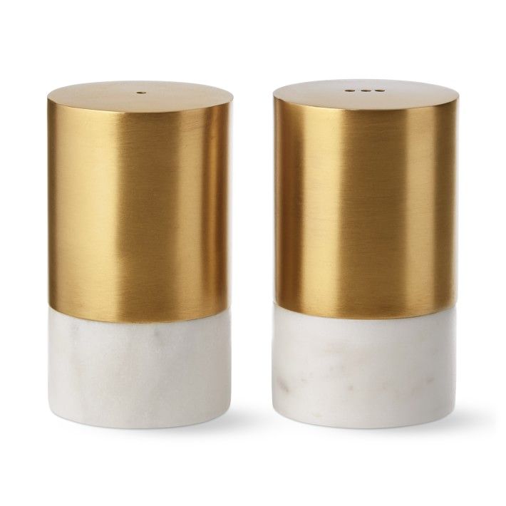 Marble & Brass Salt & Pepper Shakers | Williams-Sonoma