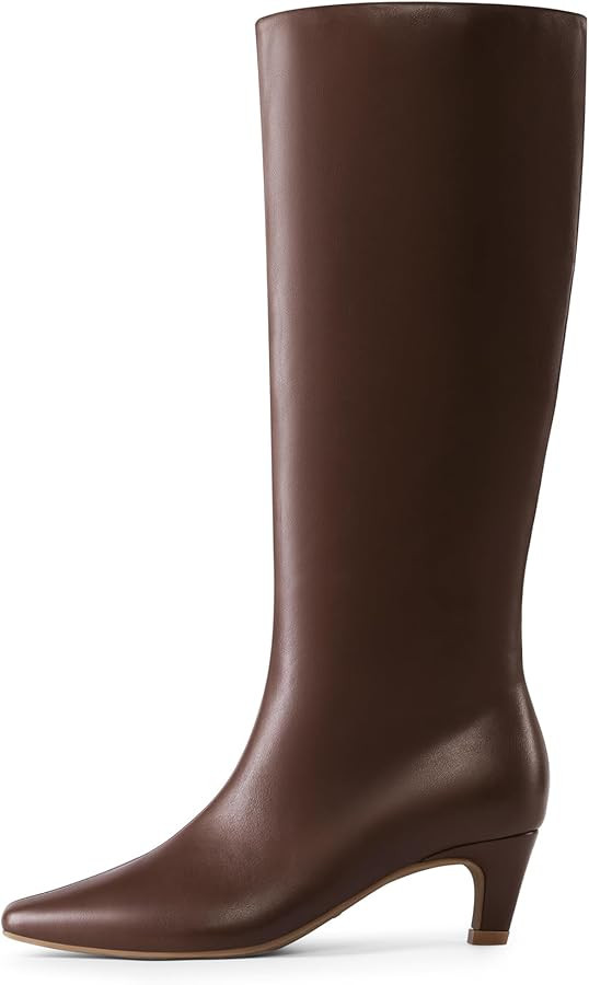 DREAM PAIRS Women Knee High Boots 2 Inch Kitten Heel Fashion Square Toe Wide Calf Long Boots | Amazon (US)