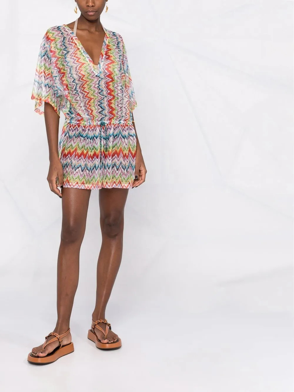 zigzag-print kaftan playsuit | Farfetch (US)