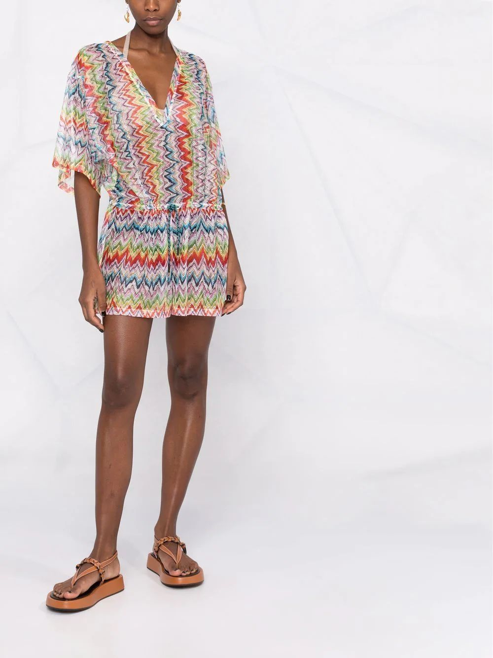 zigzag-print kaftan playsuit | Farfetch (US)