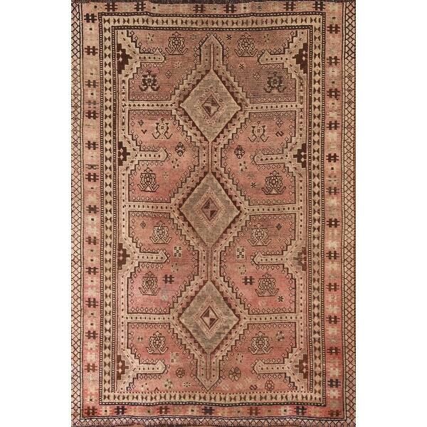 Pink Qashqai Persian Antique Area Rug Hand-knotted Wool Carpet - 5'1" x 7'4" | Bed Bath & Beyond