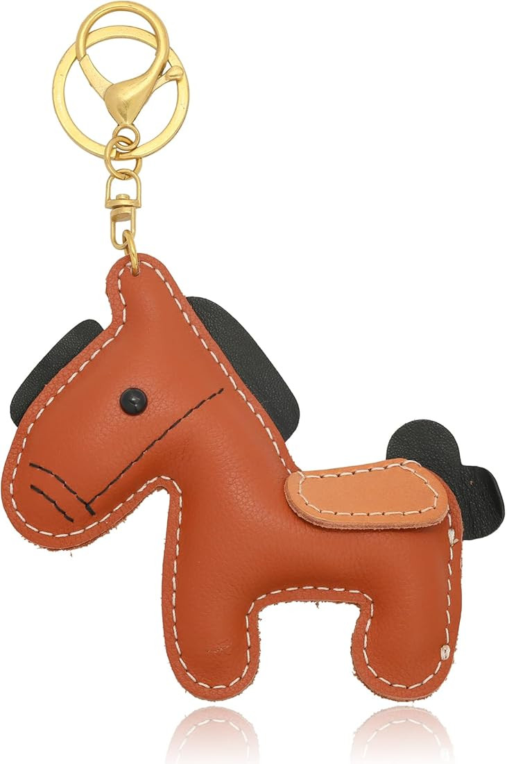 Leather Horse Keychains for Women Car Key Rings Female Handbags Backpacks | Amazon (US)