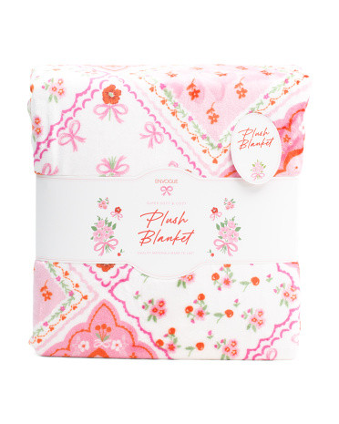 Floral And Bows Plush Blanket | Bed & Bath | Marshalls | Marshalls