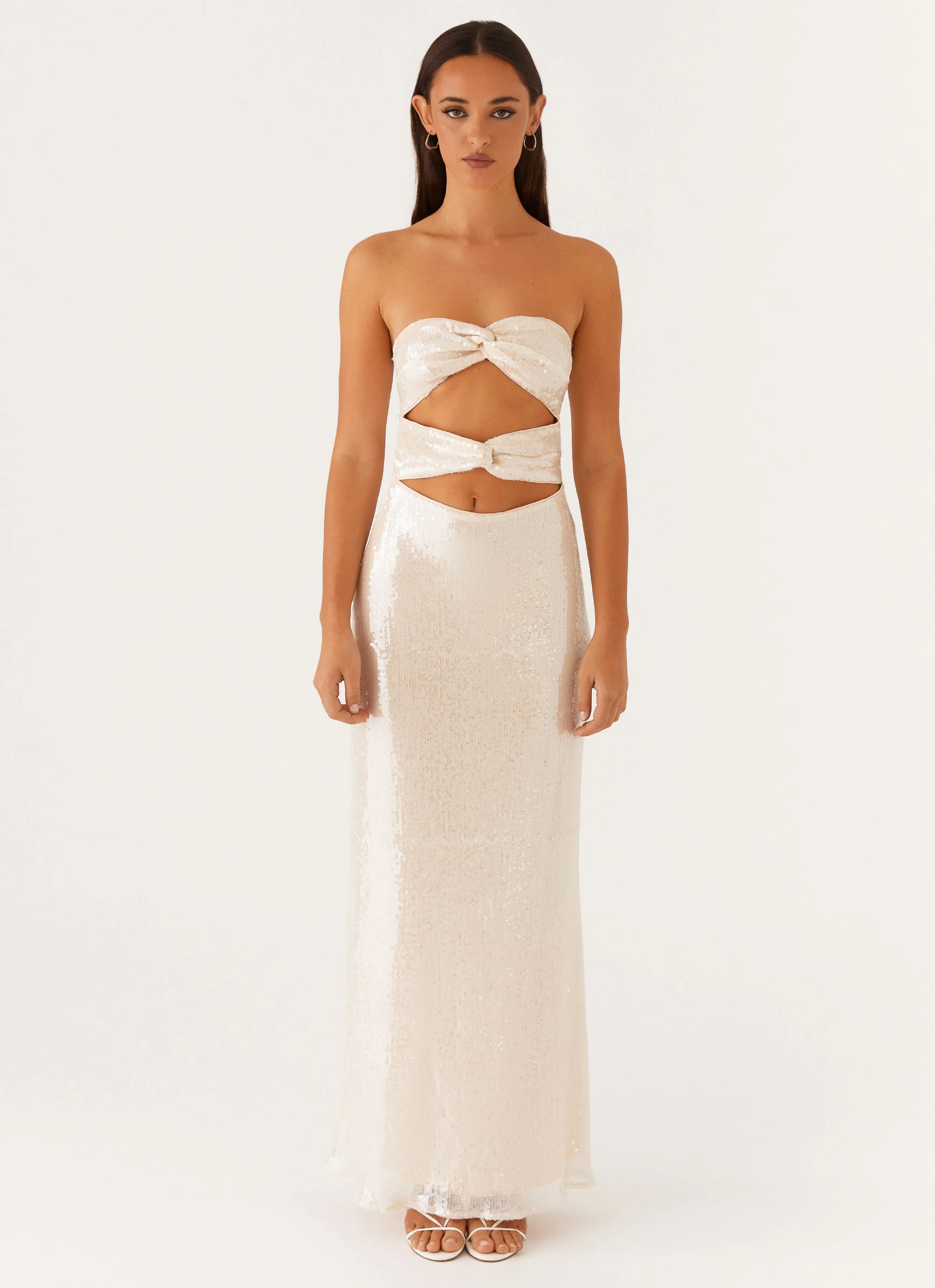 Tianna Strapless Sequin Maxi Dress - Ivory | Peppermayo (Global)