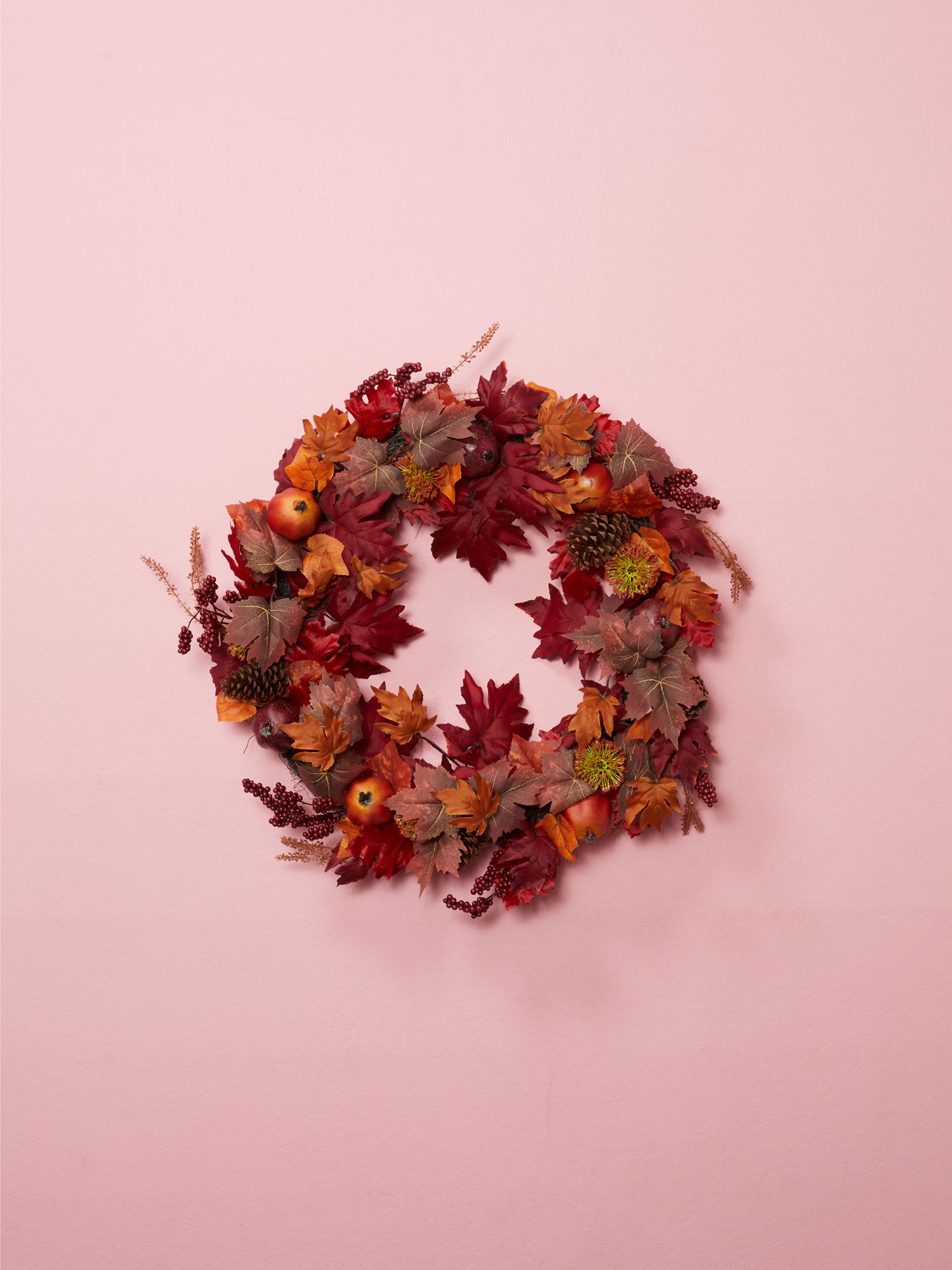 30in Artificial Maple Leaves And Pomegranates Wreath | Fall Decor | HomeGoods | HomeGoods