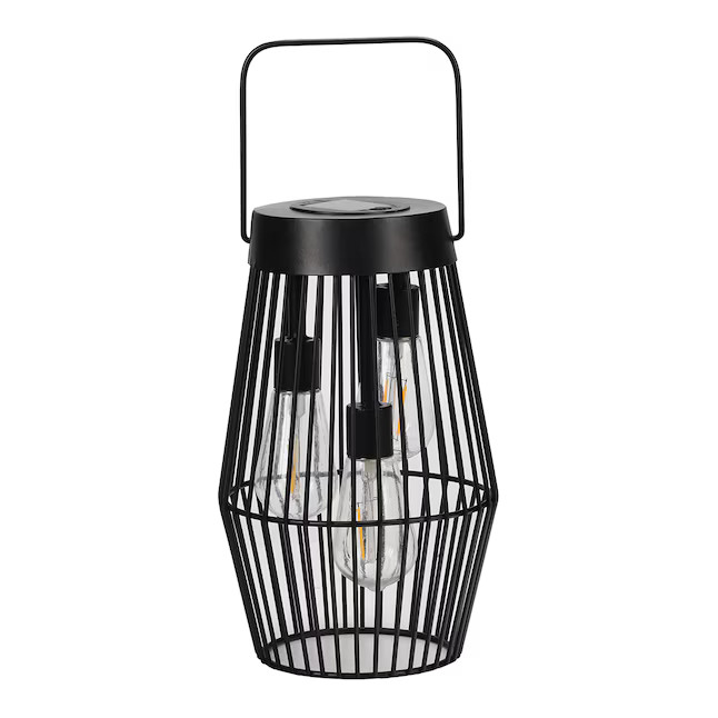 Style Selections 6.5-in x 10.5-in Black Metal Solar Outdoor Decorative Lantern | Lowe's