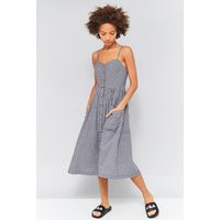Urban Outfitters Emilia Gingham Button-Down Dress, Navy | Urban Outfitters UK