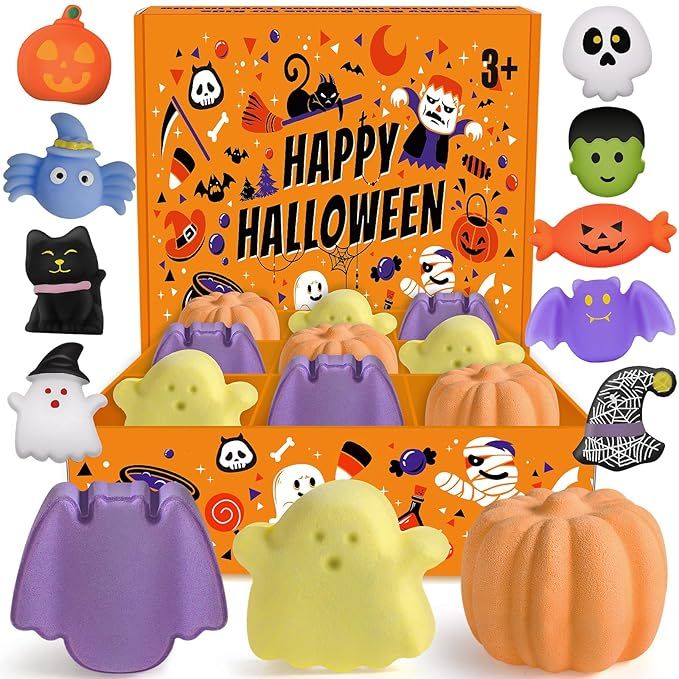 9 Pack Halloween Bath Bombs for Kids, Halloween Bubble Kids Bath Bombs with Surprise Toy Inside, ... | Amazon (US)