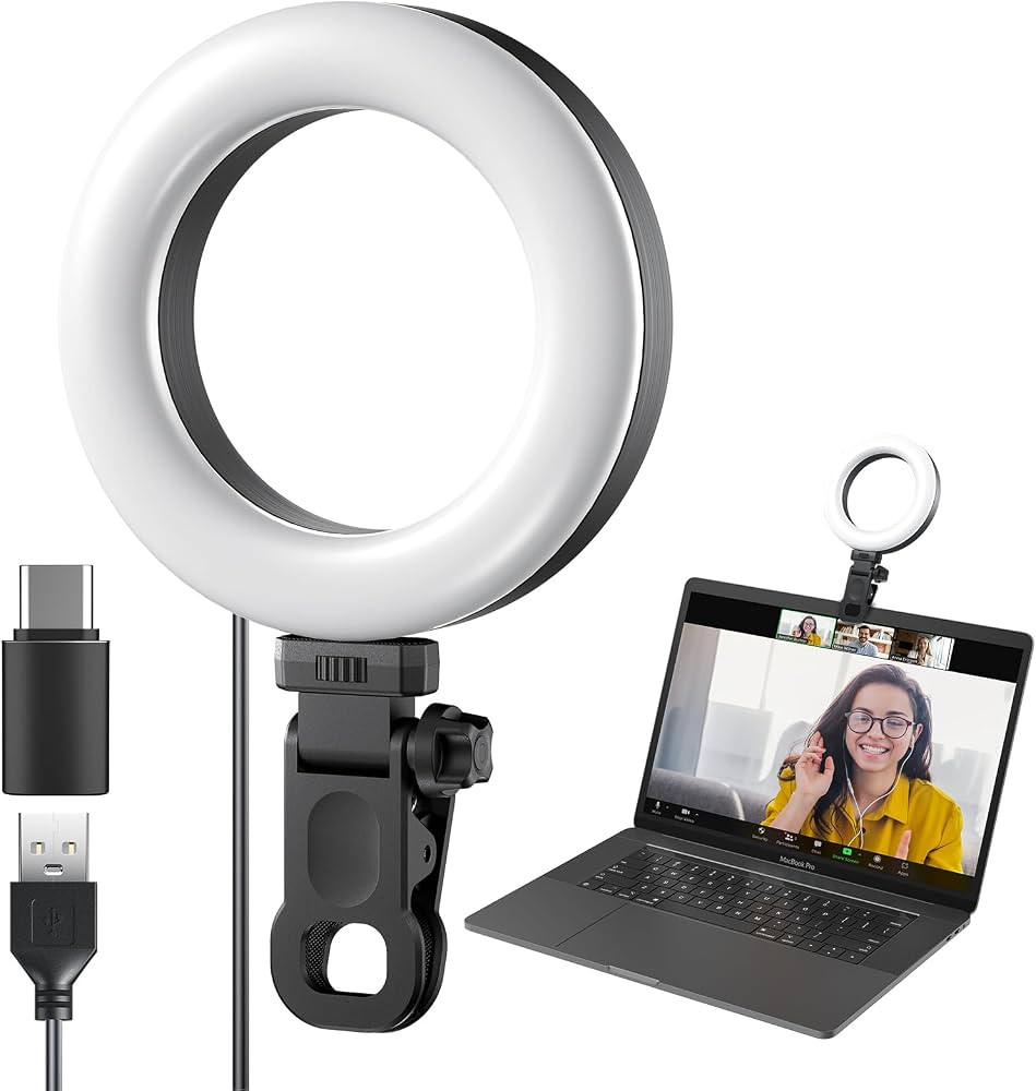 Ring Light Clip on Laptop Monitor, Webcam Light 10 Brightness Level Video Conference Lighting for... | Amazon (US)