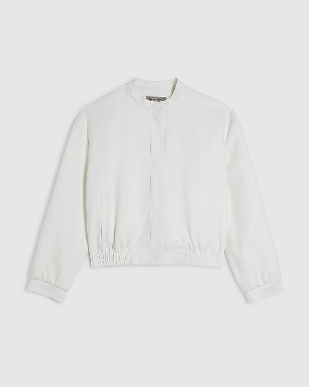 White Linen Blend Tailored Bomber Jacket | River Island UK & IE