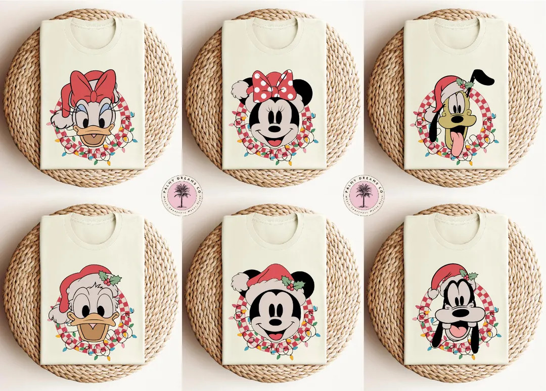 Retro Christmas Disney Shirts, Christmas Mickey and Friends Shirt, Checkered Disney Shirts, Match... | Etsy (US)