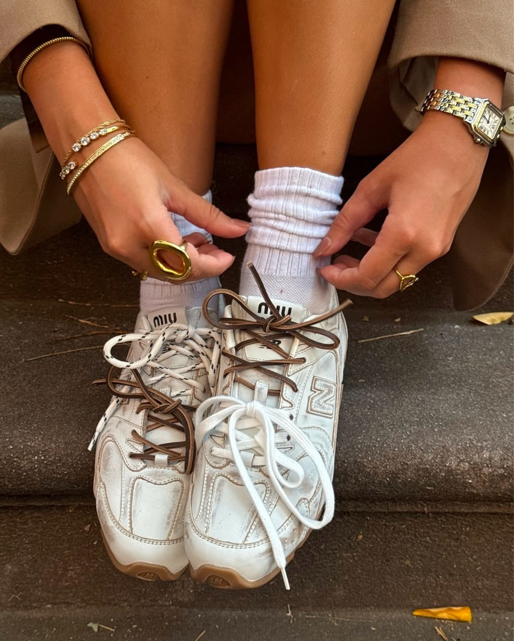 Miu Miu x New Balance trainers brown and white shoes 
#newbalance 
#sneakers 
#autumnshoes 

#LTKshoes #LTKstyletip