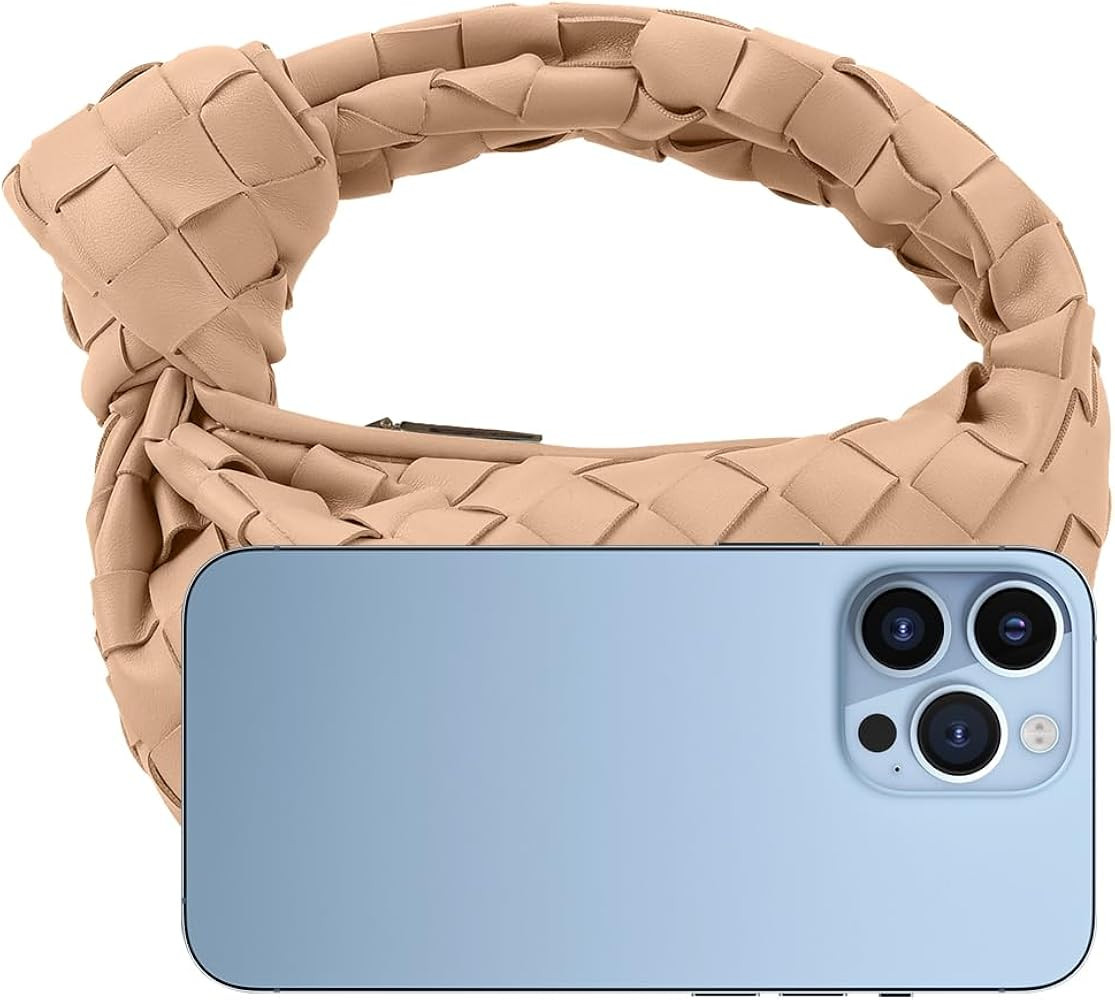 Nhicdns Woven Handbag Bag for Women Fashion Dumpling Clutch Hobo Bags Soft Knotted Purse APRICOT | Amazon (US)