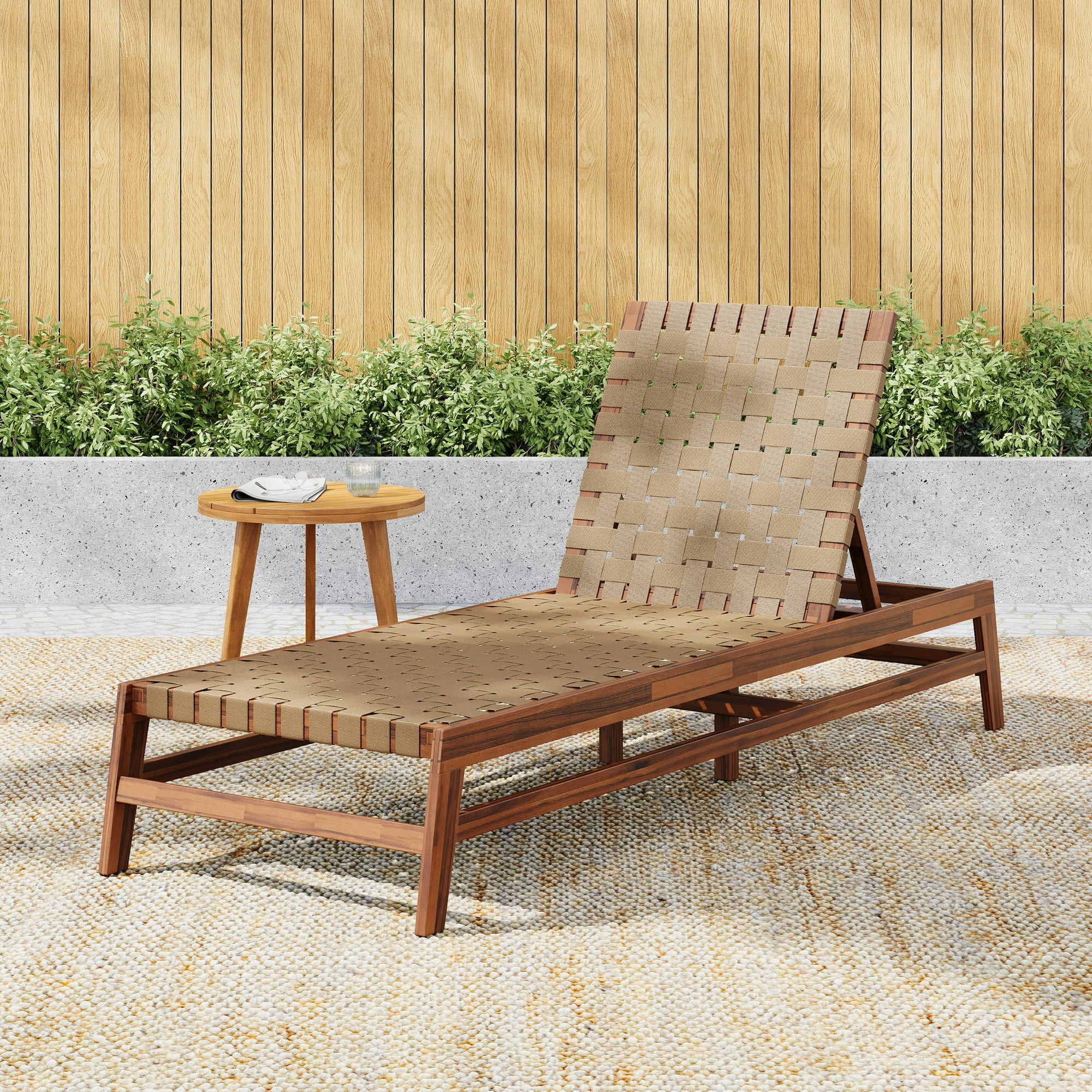 Christopher Knight Home Outdoor Wood Chaise Lounge Chair, Adjustable 4-Position Recliner with Rop... | Walmart (US)